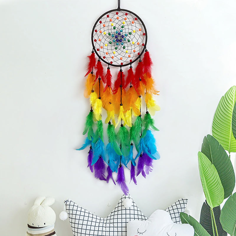 Bohemian Feather Dreamcatcher Rainbow
