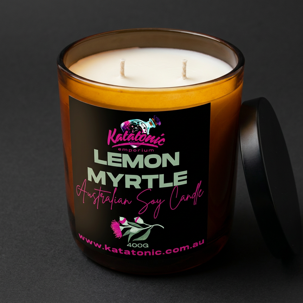 Lemon Myrtle Soy Candle Amber 400gm by Katatonic