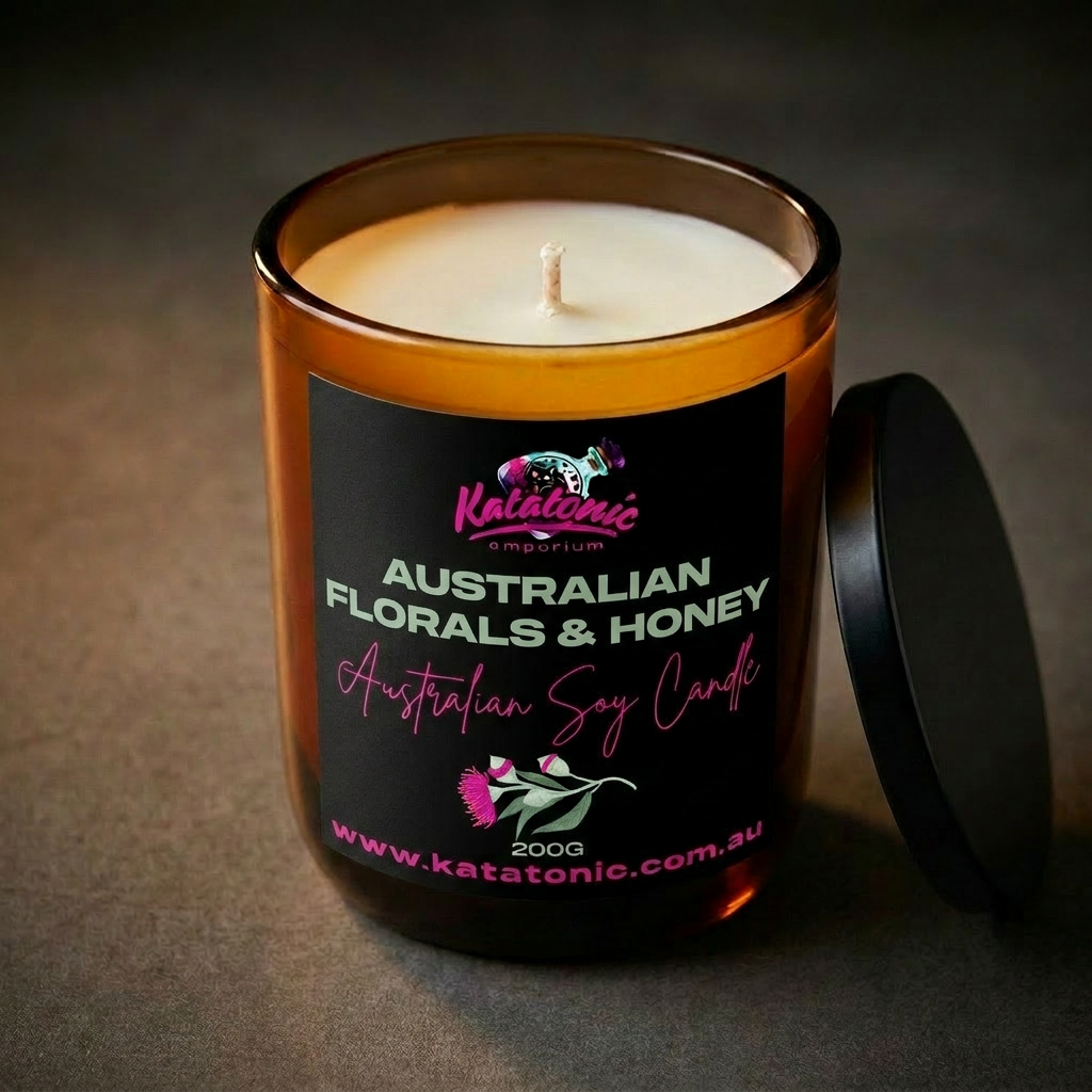 Aust. Florals & Honey Soy Candle Amber 200gm