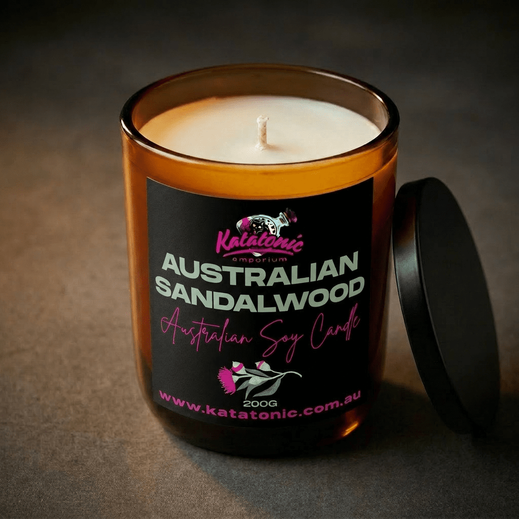 Aust. Sandalwood Soy Candle Amber 200gm by Katatonic