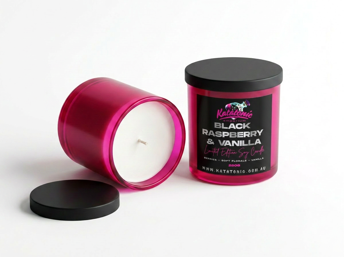 Limited Edition Black Raspberry & Vanilla Soy Candle Magenta Large
