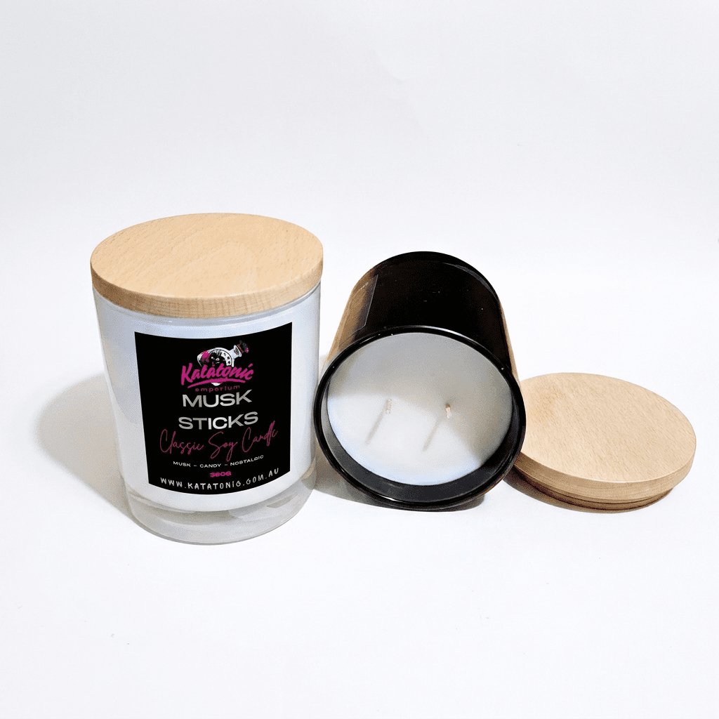 Musk Sticks Soy Candle White XL 2 Wicks by Katatonic