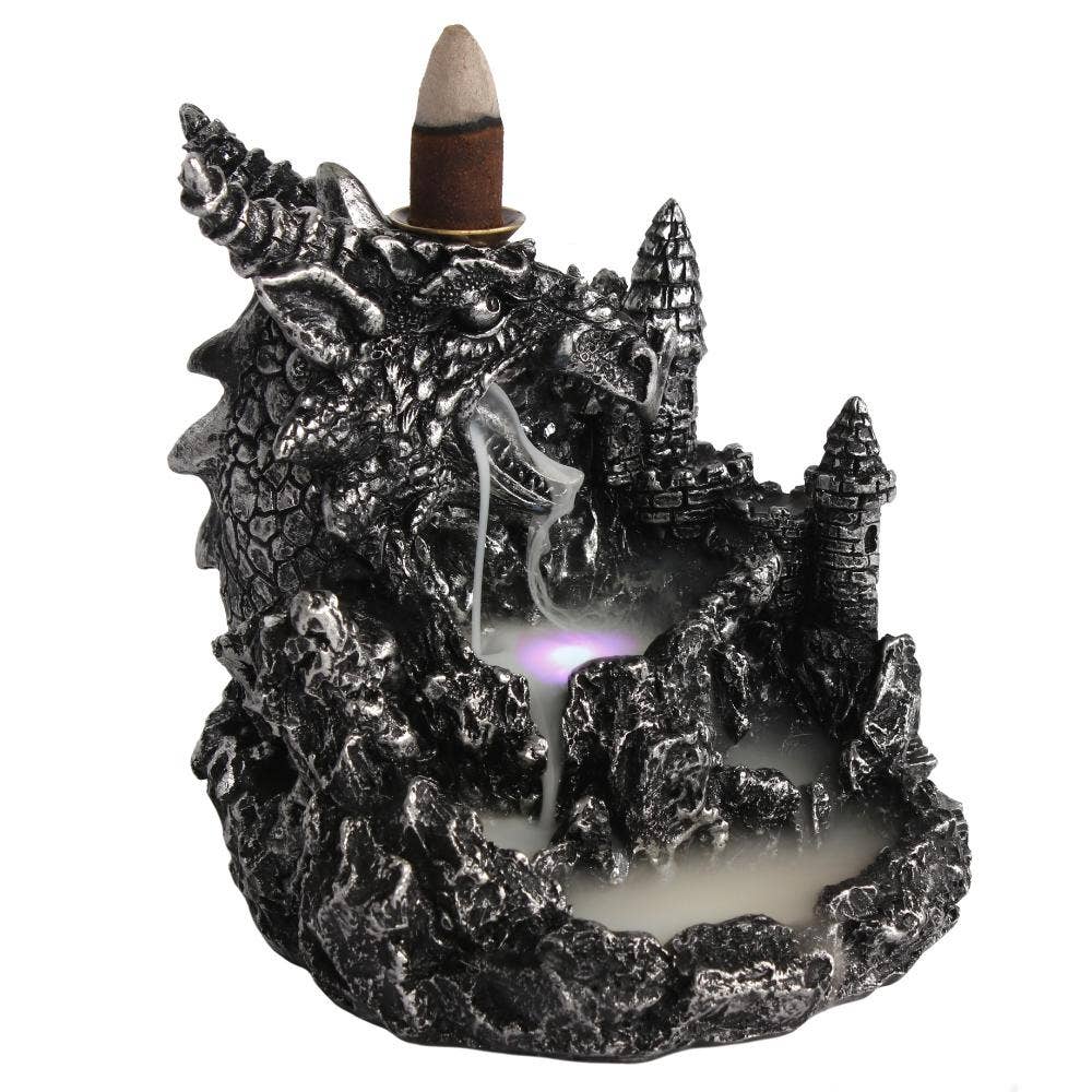 Silver Dragon Backflow Incense Burner With Light - product image 2