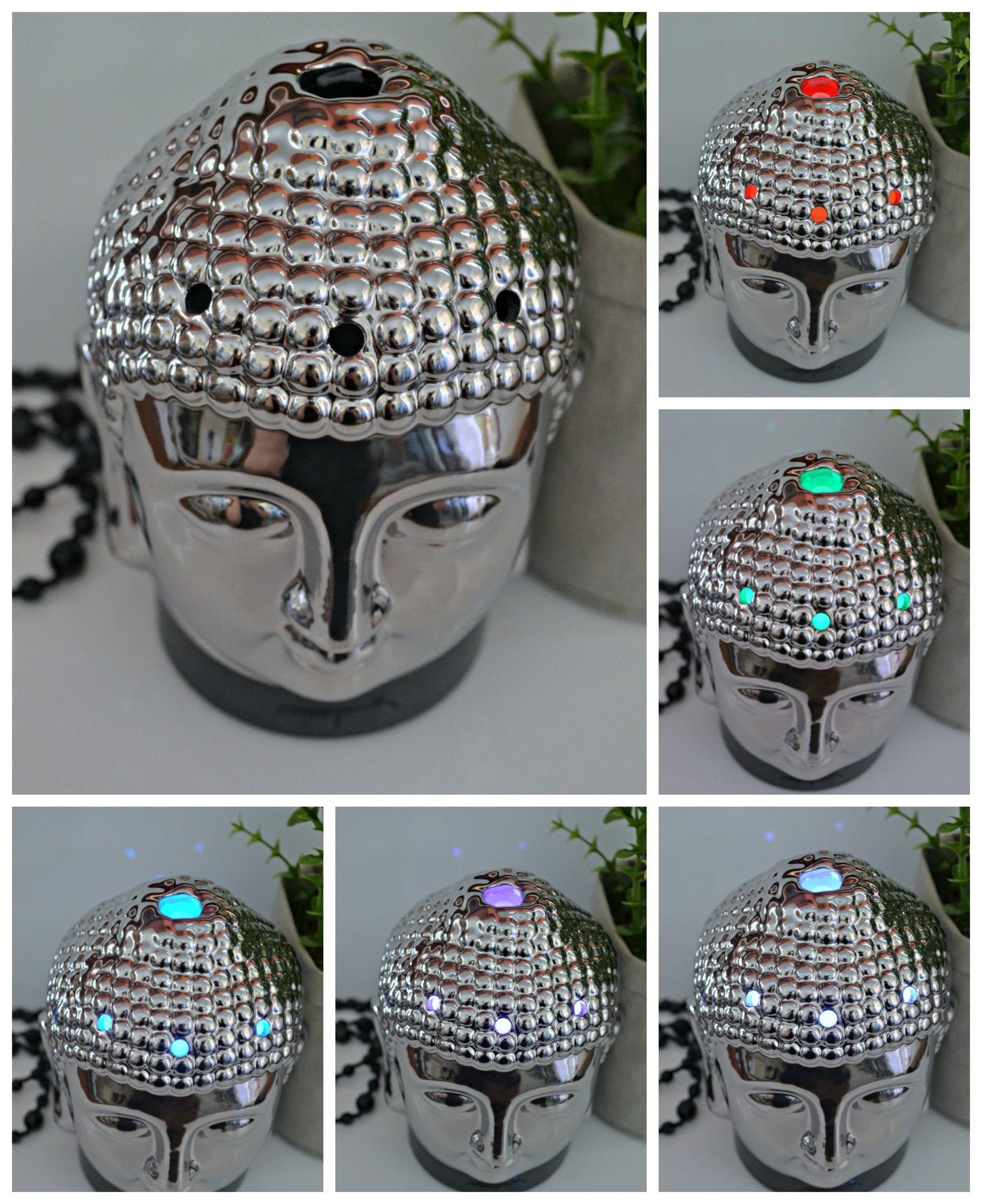 SILVER CERAMIC BUDDHA SONIC DIFFUSER
