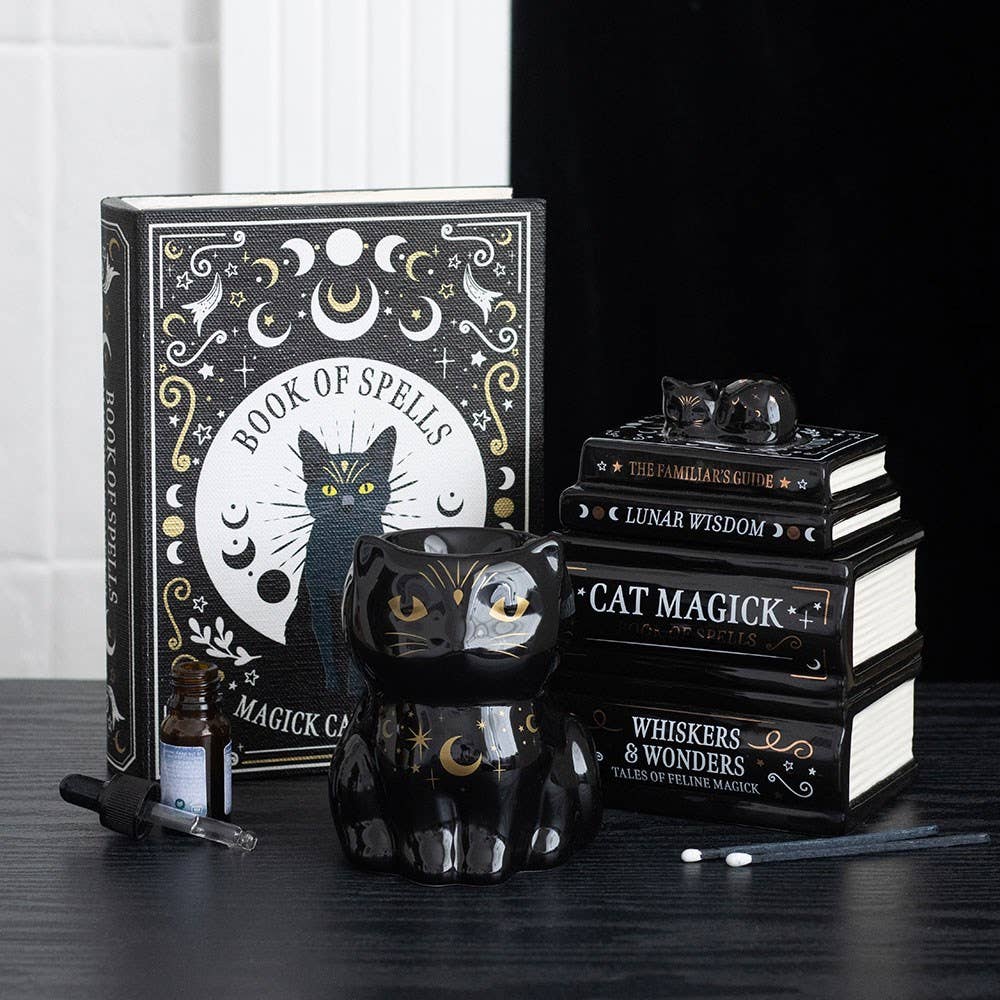 Black Cat Book Stack Oil Burner with Cat - product image 5