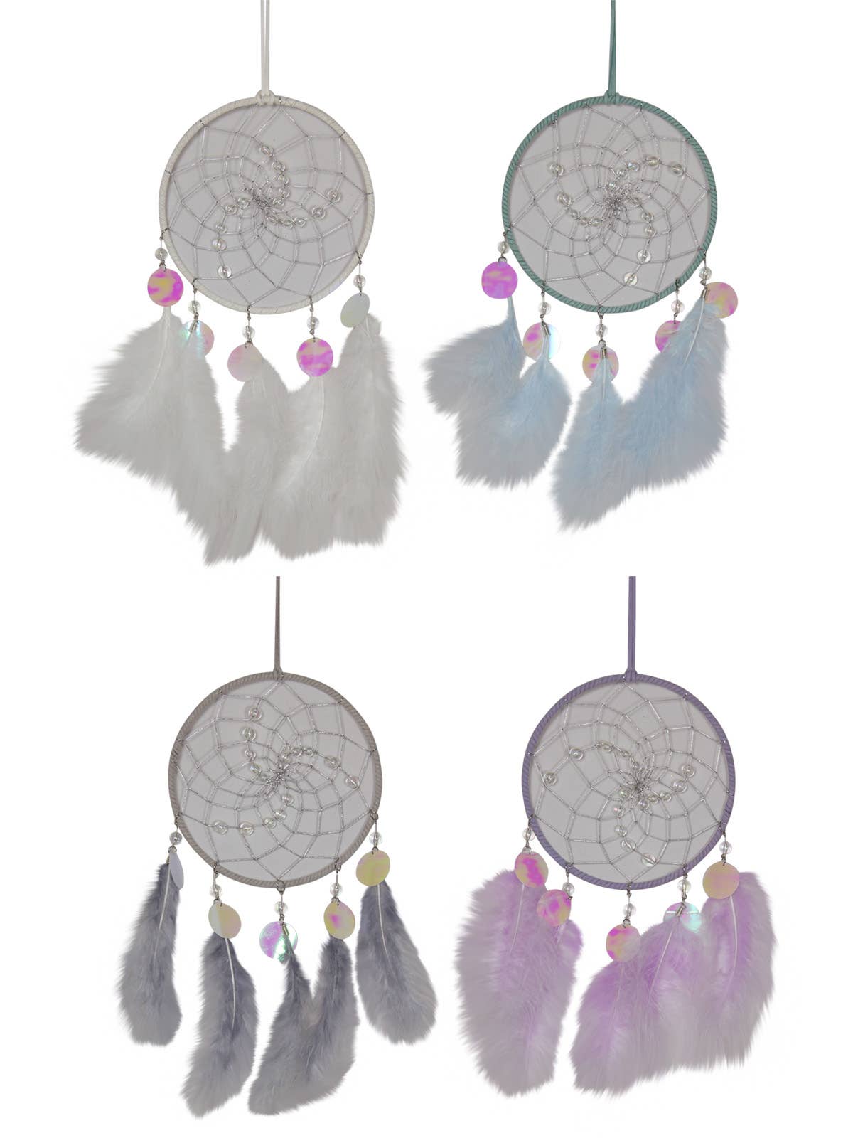 16cm Silver Beaded Dream Catcher