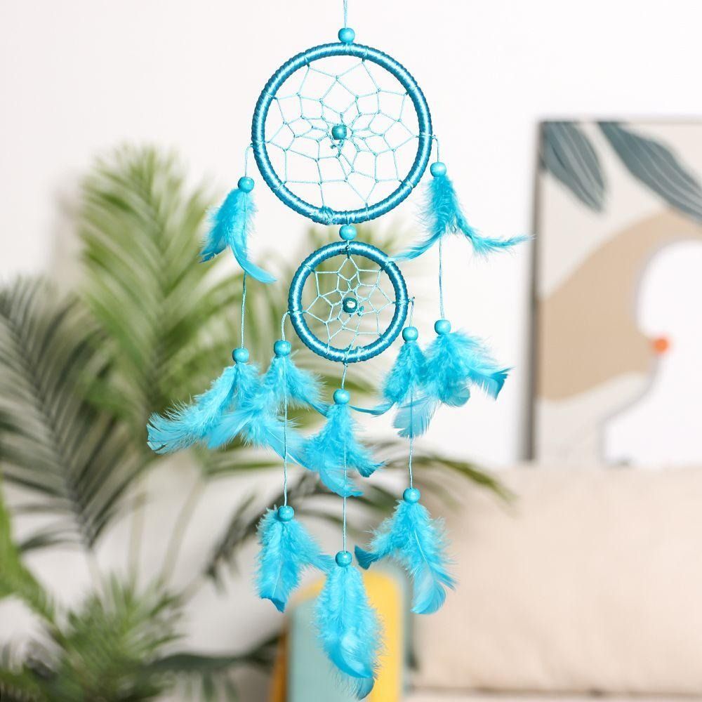 Handcrafted Feather Dream Catcher Blue