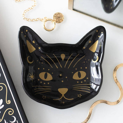 Magick Black Cat Face Trinket Dish by Katatonic