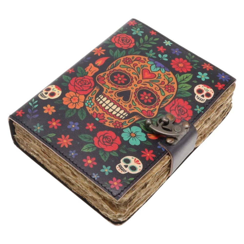 Sugar Skull Leather Journal 12.5cm x 17.5cm