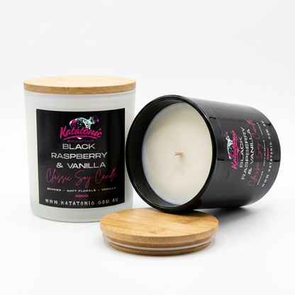 Black Raspberry & Vanilla Soy Candle Black Large