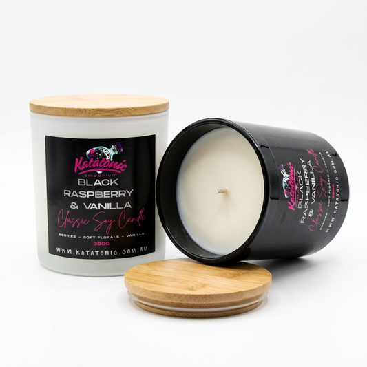 Black Raspberry & Vanilla Soy Candle Black Medium