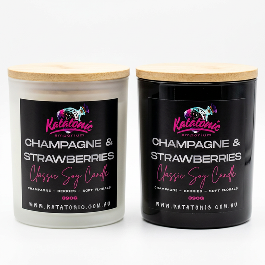 Champagne & Strawberries Soy Candle White Medium
