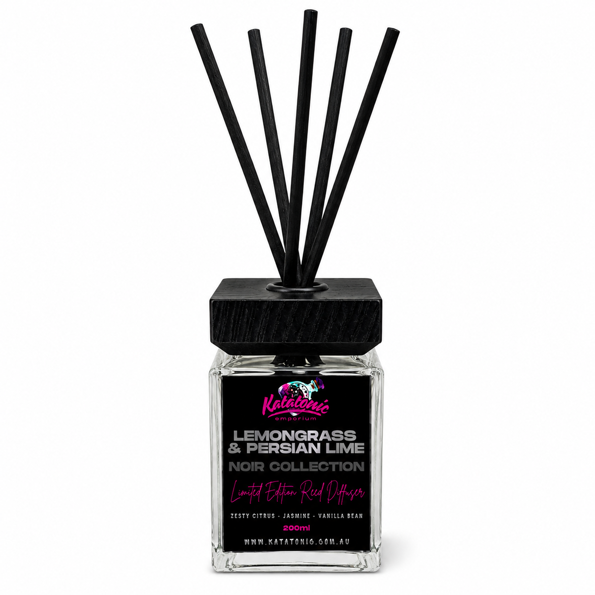 LEMONGRASS & PERSIAN LIME REED DIFFUSER 190ML NOIR CLEAR