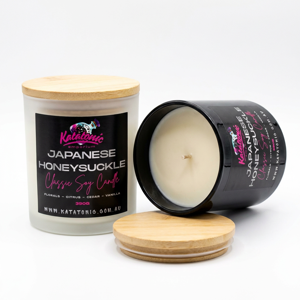 Japanese Honeysuckle Soy Candle Black Medium