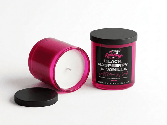 Limited Edition Black Raspberry & Vanilla Soy Candle Magenta Large by Katatonic
