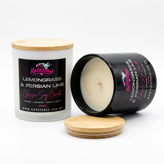 Lemongrass & Persian Lime Soy Candle Black Medium