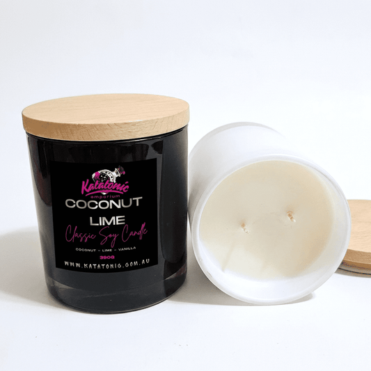Coconut Lime Soy Candle Black XL 2 Wick by Katatonic