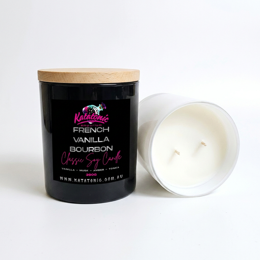 French Vanilla Bourbon Soy Candle Black XL 2 Wicks