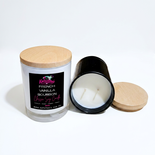 French Vanilla Bourbon Soy Candle White XL 2 Wicks