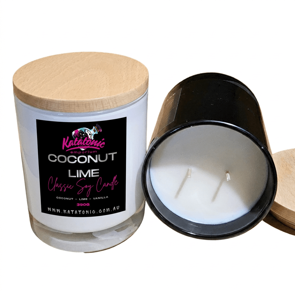 Coconut Lime Soy Candle White XL 2 Wicks by Katatonic