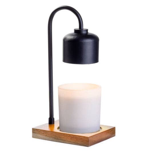 Black and Wood Arched Candle Warmer Lamp