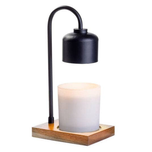 Black and Wood Arched Candle Warmer Lamp