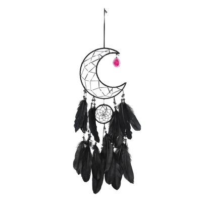 20cm Black Half Moon Dream Catcher with Agate Slice
