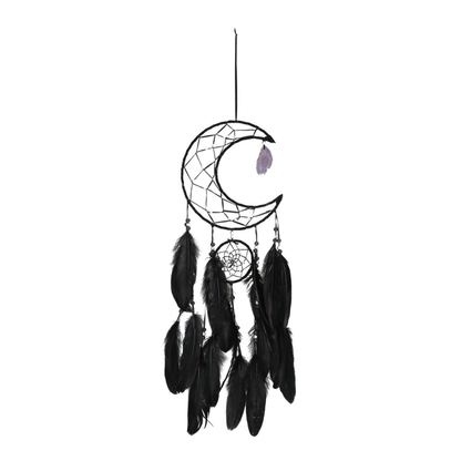 20cm Black Half Moon Dream Catcher with Agate Slice